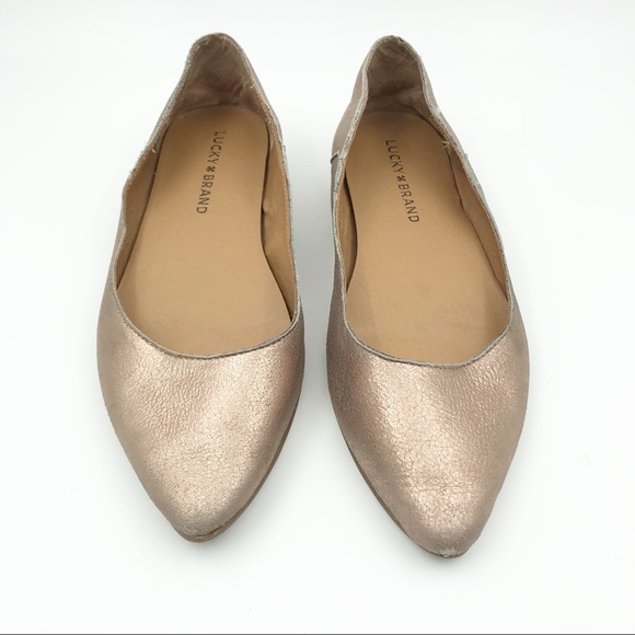 LUCKY BRAND Bylando Rose Gold Pointed Toe Flats Shoes - Picture 2 of 13